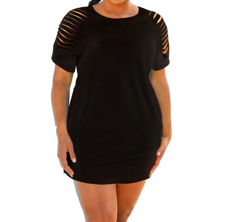 Plus Size Jersey Cut Out Cover Up Dress In Black