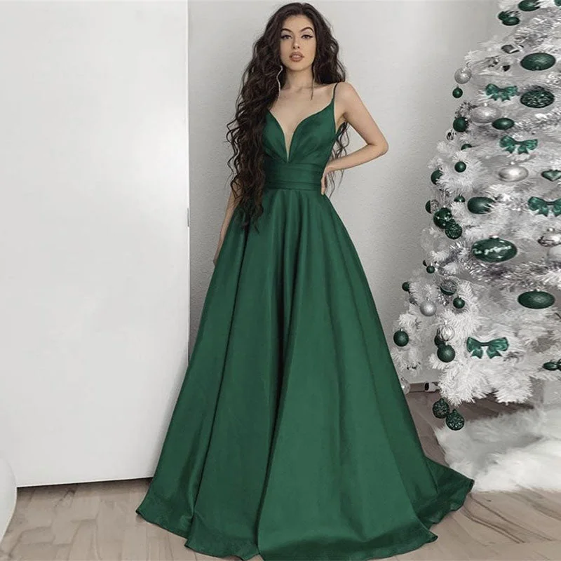 Maxi Dresses with Back Cut - Outs for a Sexy and Alluring LookFashionSierra - New Style Satin Deep V-neck Prom Dresses Maxi Dresses with Back Cut - Outs for a Sexy and Alluring LookFashionSierra - New Style Satin Deep V-neck Prom Dresses