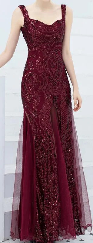European and American - Style Simple and Elegant Maxi DressesFashionSierra - Mermaid Long Prom Gown Gold Evening Dresses