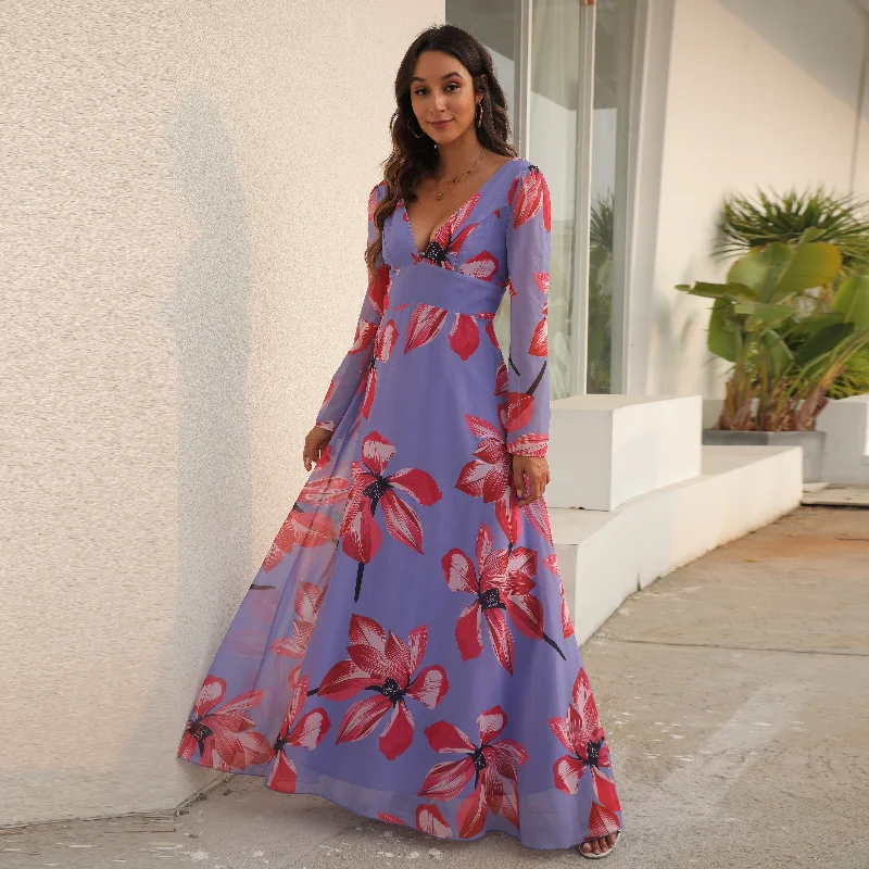 Earthy Brown Maxi Dresses for a Natural LookFashionSierra - Sexy Deep V-neck Backless Prom Dresses