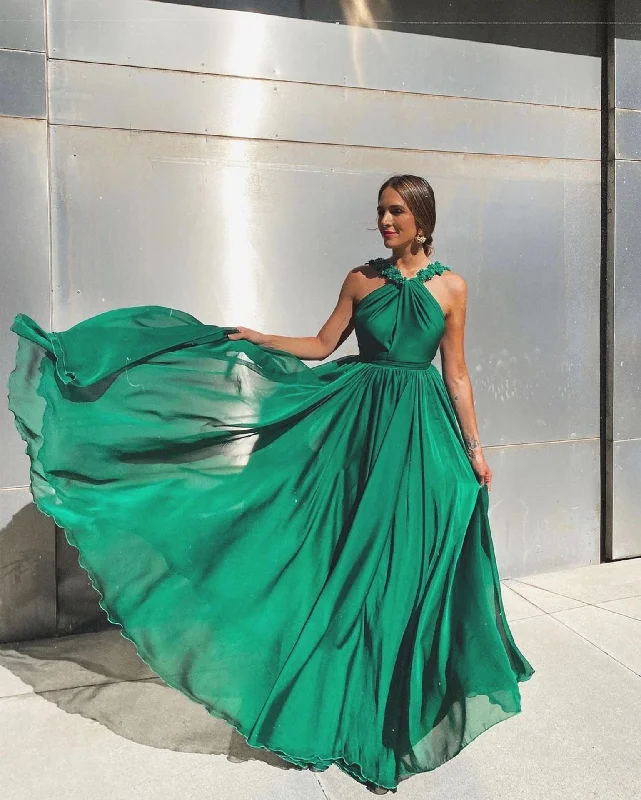 Maxi Dresses for Engagement PartiesFashionSierra - Sexy Green Backless Sleeveless Cocktail Gowns A Line Backless Prom Dresses