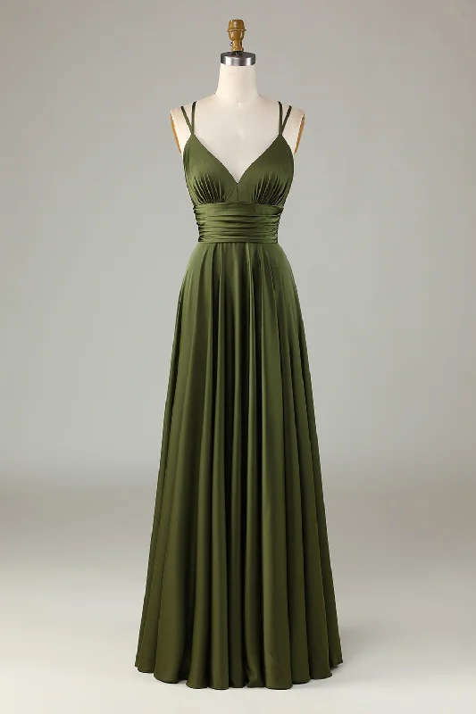 "Long sleeve dresses for women in cold weather"A-Line Sleeveless Olive Long Bridesmaid Dress "Long sleeve dresses for women in cold weather"A-Line Sleeveless Olive Long Bridesmaid Dress