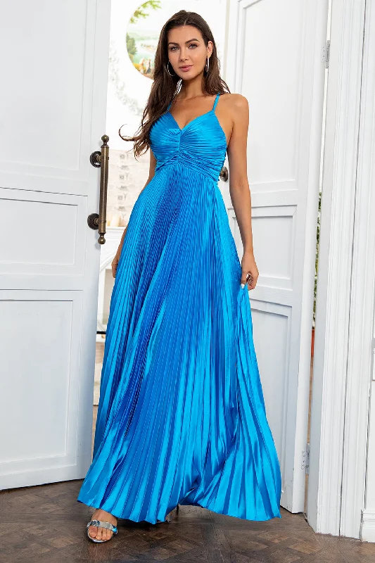 "Denim dresses for women for a casual and cool style"A Line Spaghetti Straps Lake Blue Long Prom Dress "Denim dresses for women for a casual and cool style"A Line Spaghetti Straps Lake Blue Long Prom Dress