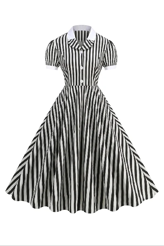 "Comfortable maternity dresses for pregnant women"Black A Line Stripe 1950s Dress with Sleeves "Comfortable maternity dresses for pregnant women"Black A Line Stripe 1950s Dress with Sleeves