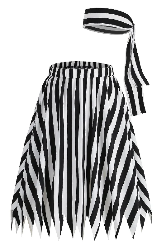 "Bohemian - style women's dresses for music festivals"Black Color Block Striped Print Casual Novelty Pirate Costume Skirt "Bohemian - style women's dresses for music festivals"Black Color Block Striped Print Casual Novelty Pirate Costume Skirt