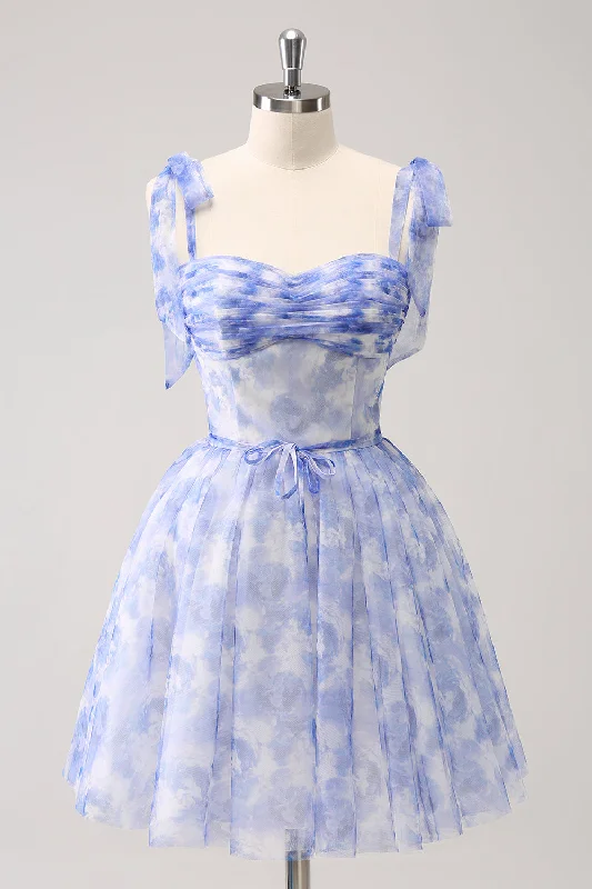 "Maxi dresses for women to wear in the fall"Blue Corset A-Line Short Floral Homecoming Dress "Maxi dresses for women to wear in the fall"Blue Corset A-Line Short Floral Homecoming Dress