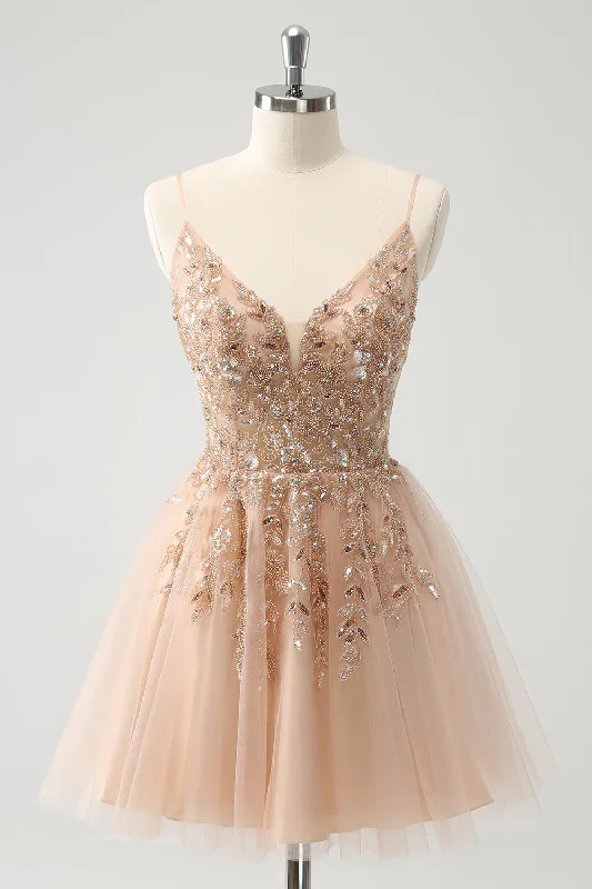 "Flash Sale: Grab Your Favorite Women's Dresses at Unbeatable Prices!"Blush A Line Spaghetti Straps Sequin Tulle Homecoming Dress "Flash Sale: Grab Your Favorite Women's Dresses at Unbeatable Prices!"Blush A Line Spaghetti Straps Sequin Tulle Homecoming Dress