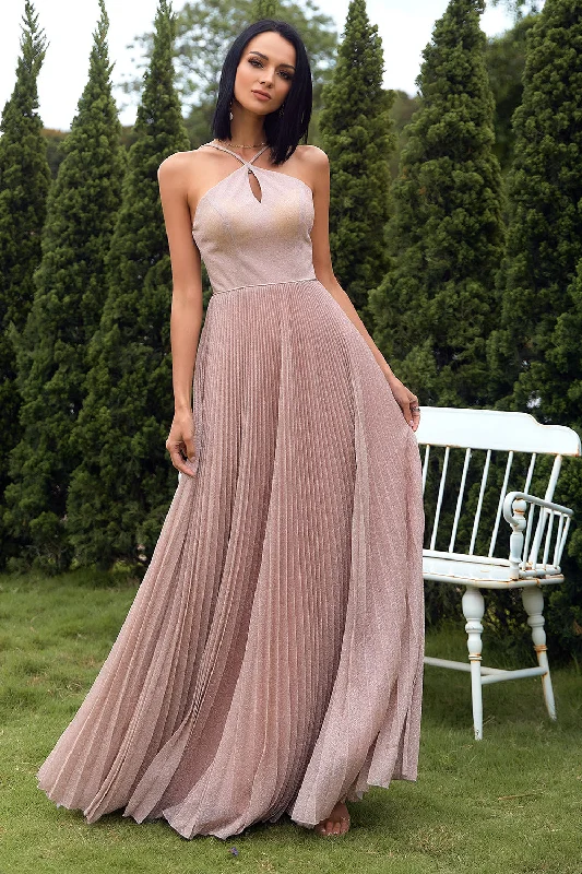 "Animal print dresses for women who love bold styles"Blush Halter Sparkly Prom Dress with Ruffles "Animal print dresses for women who love bold styles"Blush Halter Sparkly Prom Dress with Ruffles