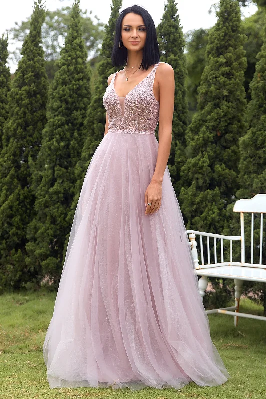 "Denim dresses for women for a casual and cool style"Blush Tulle & Sequins Prom Dress "Denim dresses for women for a casual and cool style"Blush Tulle & Sequins Prom Dress