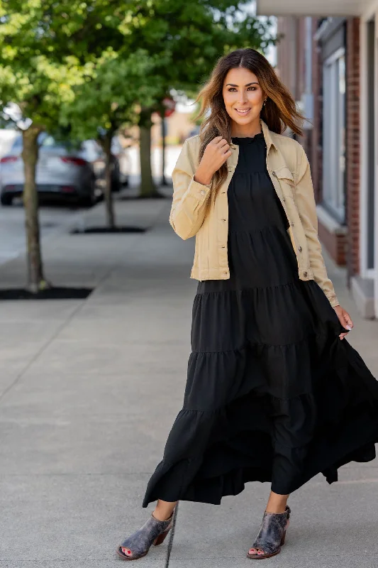 Fairy - Like Tulle Maxi Dresses for Special OccasionsCinched Neck Tiered Maxi Dress