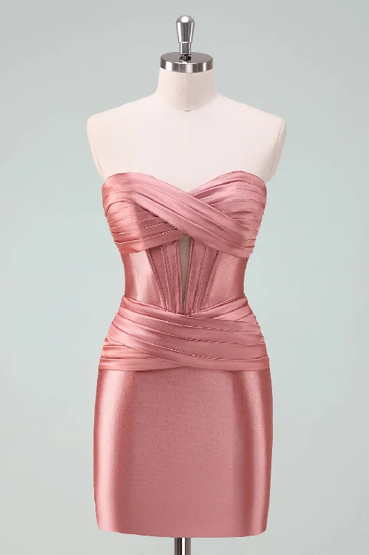 "Maxi dresses for women to wear in the fall"Copper Bodycon Sweetheart Satin Corset Short Homecoming Dress "Maxi dresses for women to wear in the fall"Copper Bodycon Sweetheart Satin Corset Short Homecoming Dress