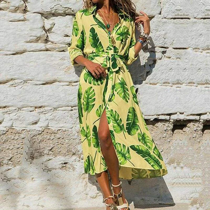Maxi Dresses for Business - Casual ConferencesFashionSierra - Fashion Women Summer Boho Floral Slit Long Maxi Dress Holiday Party Ladies Casual Beach Loose Dresses Sundress