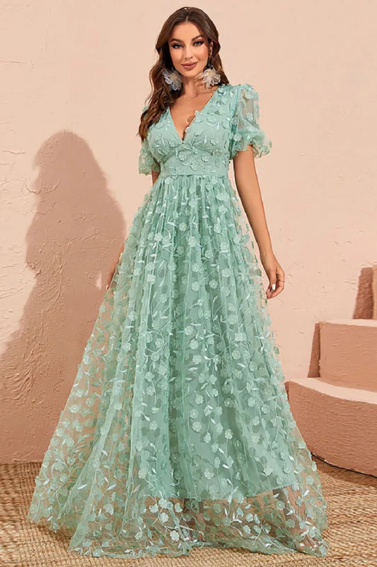 "Bohemian - style women's dresses for music festivals"Grey Green A Line V Neck Long Prom Dress "Bohemian - style women's dresses for music festivals"Grey Green A Line V Neck Long Prom Dress