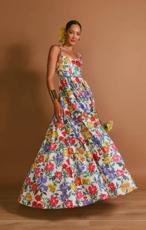 Maxi Dresses with Metal Accessories for a Trendy EdgeJuliet Maxi Dress ~ Charm Peony White Taffeta