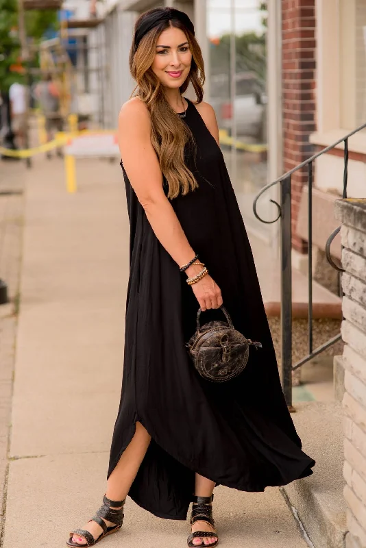 Long - Line Maxi Dresses with a Cape - Like DesignSleeveless Basic Maxi