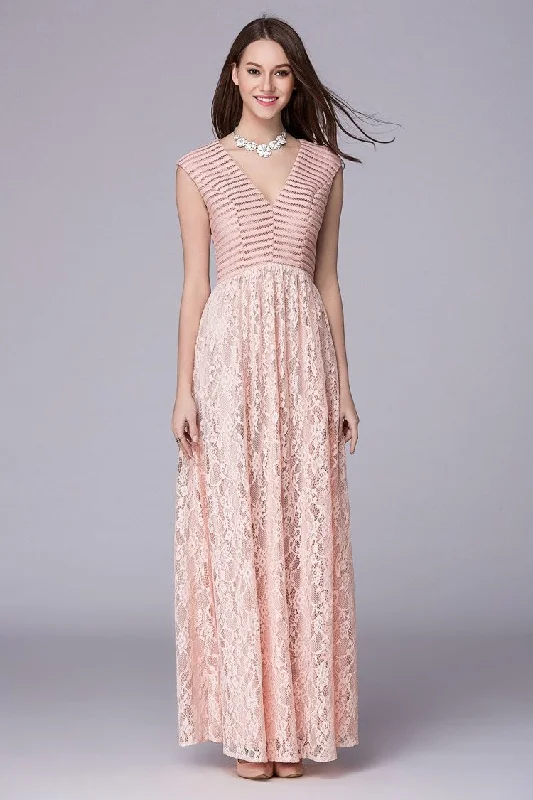 Maxi Dresses for Business - Casual ConferencesFashionSierra - Lace Patchwork Elegant Party Prom Floor Length Runway Dresses