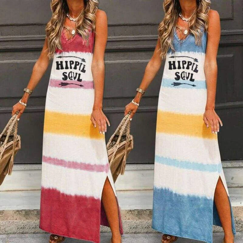 Maxi Dresses for Mother's Day CelebrationsFashionSierra - New Fashion Women's Lady Bohemia Sleeveless Summer Beach Long Maxi Dress Loose Hippie Holiday Beach Party Sun Dress
