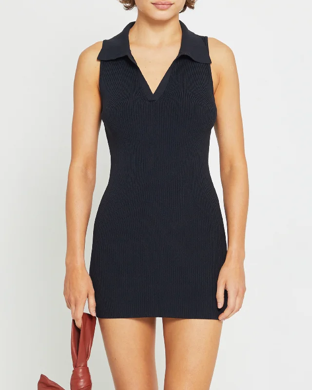 Maxi Dresses with Laser - Cut Patterns for a Modern LookSculpting Knit Polo Mini Dress