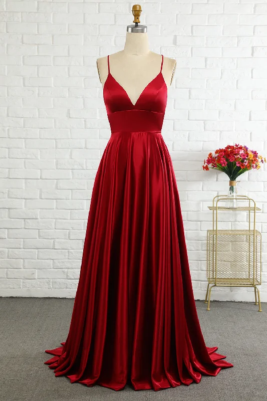 "Bundle and Save: Buy Multiple Women's Dresses and Get a Discount"Simple A Line Spaghetti Straps Burgundy Long Prom Dress with Cirss Cross Back "Bundle and Save: Buy Multiple Women's Dresses and Get a Discount"Simple A Line Spaghetti Straps Burgundy Long Prom Dress with Cirss Cross Back