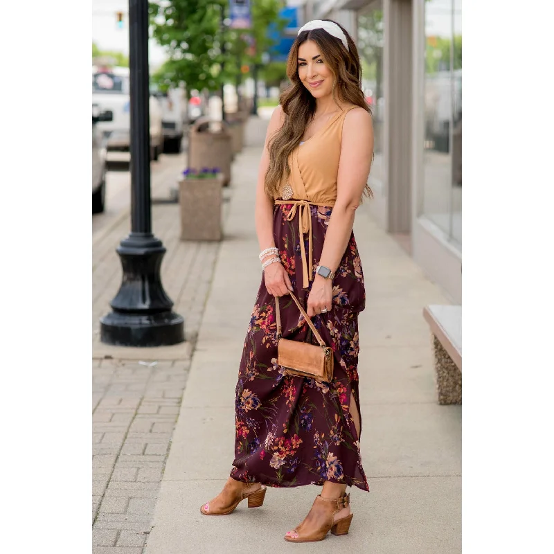 Maxi Dresses Paired with Crop Tops for a Trendy LookSolid Top Floral Bottom Maxi