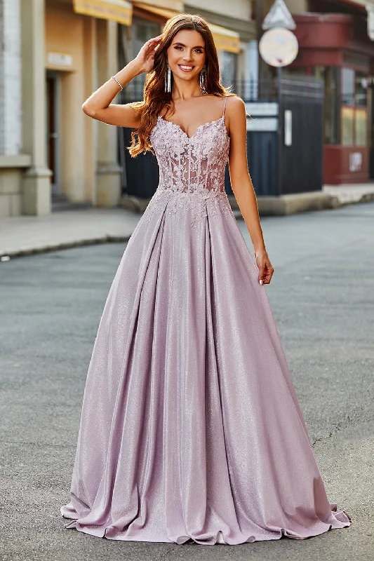 "Animal print dresses for women who love bold styles"Sparkly A-Line Spaghetti Straps Blush Prom Dress with Beading