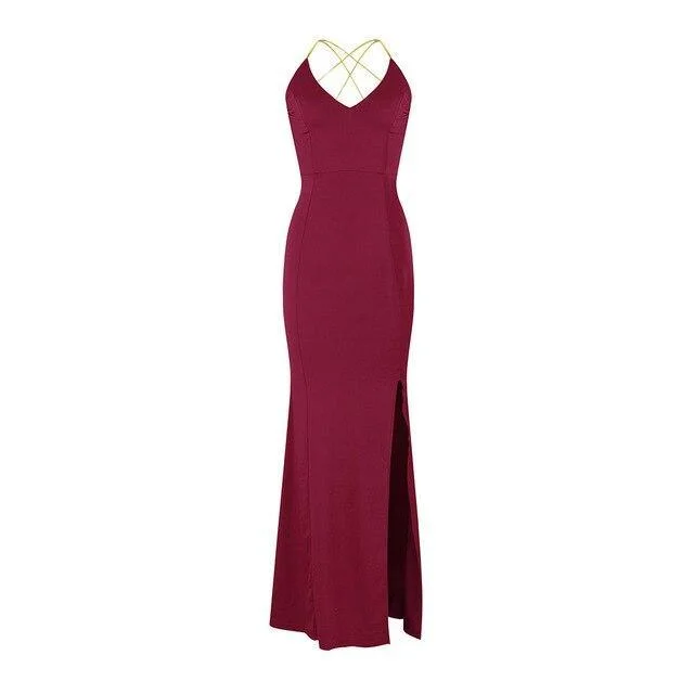 Earthy Brown Maxi Dresses for a Natural LookFashionSierra - Women Party Night Maxi Dress Women Sexy Off The Shoulder Ruffled Ruffled Backless High Split Women Dress Sexy Dress