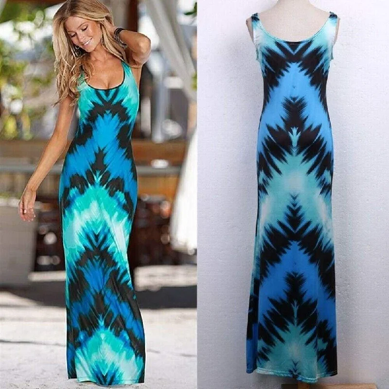 Korean - Style Sweet Maxi DressesFashionSierra - Women Sexy Summer Long Maxi Dress Ladies Sleveless Bodycon Evening Party Dress Summer Beach Holiday Sundress