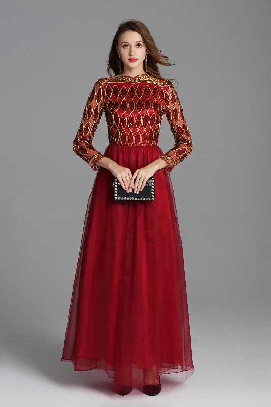 Royal Purple Maxi Dresses for a Regal AppearanceFashionSierra - Party Prom Long Sleeves Sequined Fashion Maxi Dresses