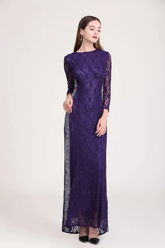 Long - Line Maxi Dresses with a Vest - Like DesignFashionSierra - Lace Sequined Side Elegant Long Runway Prom