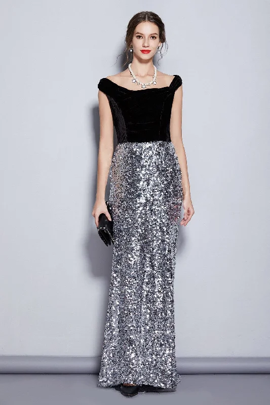 Maxi Dresses for Baby ShowersFashionSierra - Bodice Patchwork Sequined Elegant Long Party Dresses