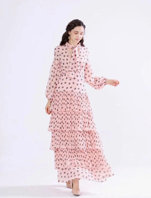 Maxi Dresses with Ethnic Embroidery for Cultural EventsFashionSierra - Long Sleeves Floral Printed Ruffles Elegant Casual Maxi Dress