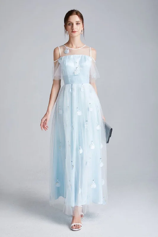 Maxi Dresses with Metal Accessories for a Trendy EdgeFashionSierra - Sexy Tulle Laid Over Appliques Elegant Party Prom Long Maxi Dress
