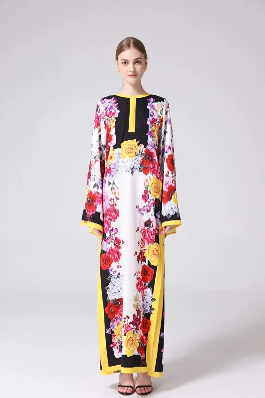 Maxi Dresses for Baby ShowersFashionSierra - Long Sleeves Loose Design Side Split Fashion Casual Maxi Dresses