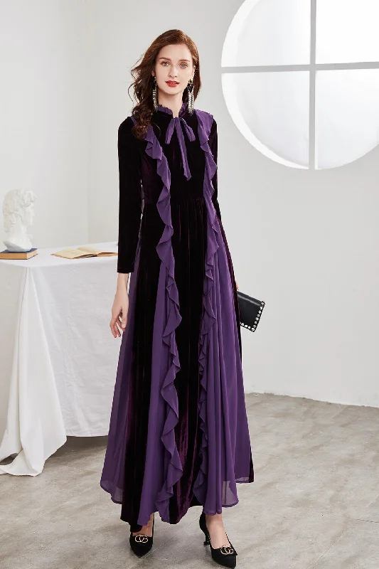 Maxi Dresses for Mother's Day CelebrationsFashionSierra - Lace Up Ruffles Elegant Maxi  Party Prom Dress