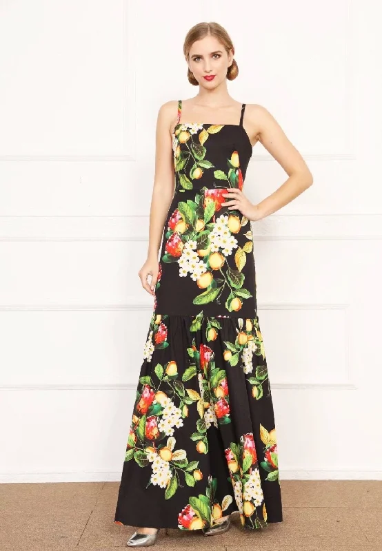 Comfortable Cotton - Linen Maxi Dresses for Everyday WearFashionSierra - Sexy Spaghetti Straps Printed Long Party Prom Maxi Dresses
