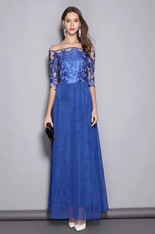 Maxi Dresses Paired with Crop Tops for a Trendy LookFashionSierra - Lace Patchwork Party Prom Elegant Long Designer Runway Dresses