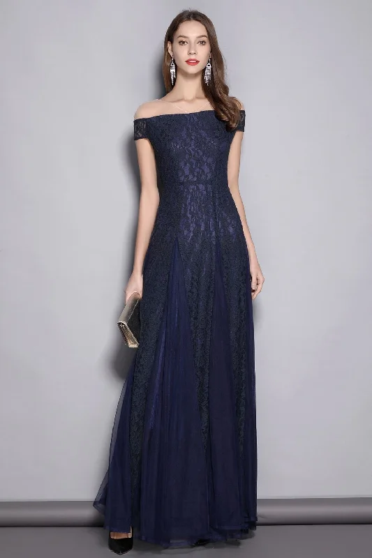Long - Sleeved Maxi Dresses for Autumn and WinterFashionSierra - Lace Elegant Party Prom Sexy Mesh Laid Over Elegant Long Runway Dresses