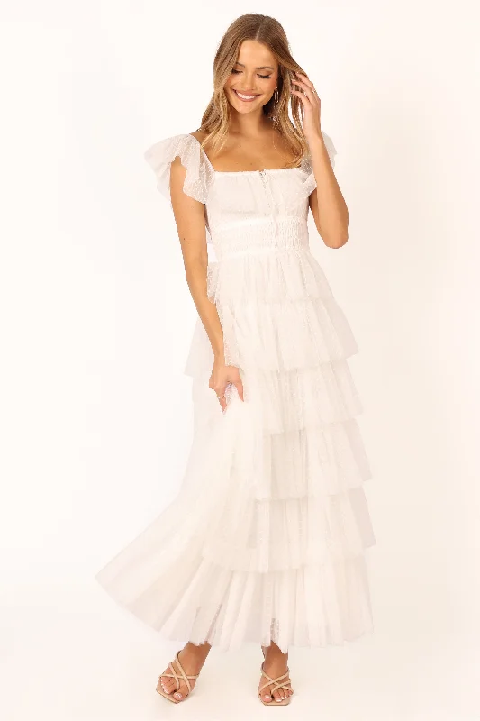 A Line Tulle Party Dresses for Ladies with Petite FiguresBelle Maxi Dress - Off White A Line Tulle Party Dresses for Ladies with Petite FiguresBelle Maxi Dress - Off White