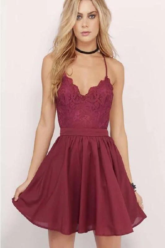 Satin Party Dresses with Floral Embroidery for Ladies' Romantic AppealBurgundy Homecoming Dress Spaghetti Straps A-line Lace Short Prom Dress PD356 Satin Party Dresses with Floral Embroidery for Ladies' Romantic AppealBurgundy Homecoming Dress Spaghetti Straps A-line Lace Short Prom Dress PD356