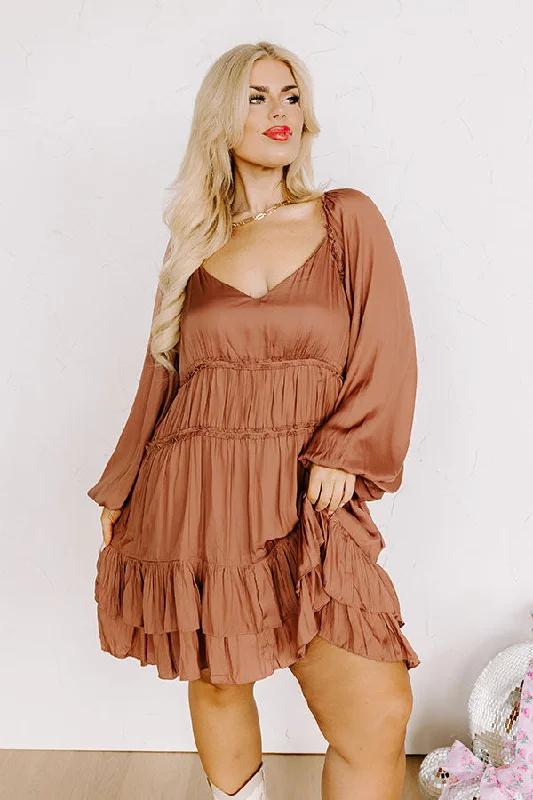 Plaid Party Dresses with Satin Trim for Ladies' Preppy and Stylish VibeCaught Crushing Ruffle Dress In Rustic Rose Curves Plaid Party Dresses with Satin Trim for Ladies' Preppy and Stylish VibeCaught Crushing Ruffle Dress In Rustic Rose Curves
