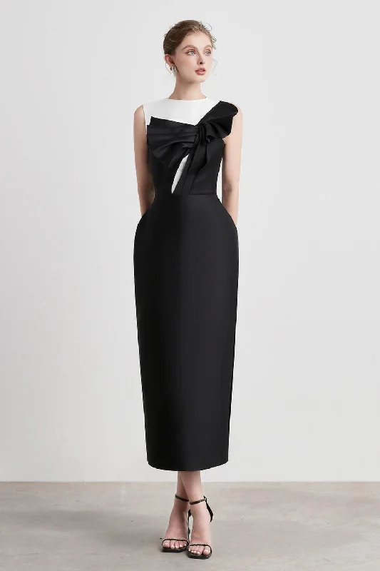 Knee - length midi dress for a versatile and appropriate lengthCaviar Pegged Sleeveless Taffeta Midi Dress