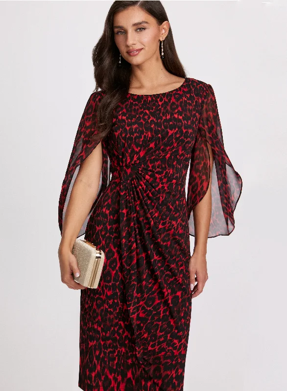 Elegant Long Sleeve Lace Party Dresses for Ladies' Formal EventsCheetah Print Chiffon Dress Elegant Long Sleeve Lace Party Dresses for Ladies' Formal EventsCheetah Print Chiffon Dress
