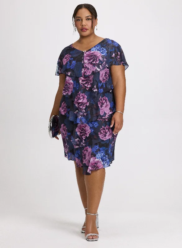 Party Dresses with Sequined Hearts and Ruffled Hem and Satin and Lace Combo for Ladies' Romantic and Feminine LookChiffon Tiered Dress Party Dresses with Sequined Hearts and Ruffled Hem and Satin and Lace Combo for Ladies' Romantic and Feminine LookChiffon Tiered Dress