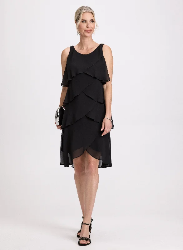 Organza Party Dresses with Sparkly Appliques for Ladies' Delicate and Dreamy LookChiffon Tiered Evening Dress Organza Party Dresses with Sparkly Appliques for Ladies' Delicate and Dreamy LookChiffon Tiered Evening Dress