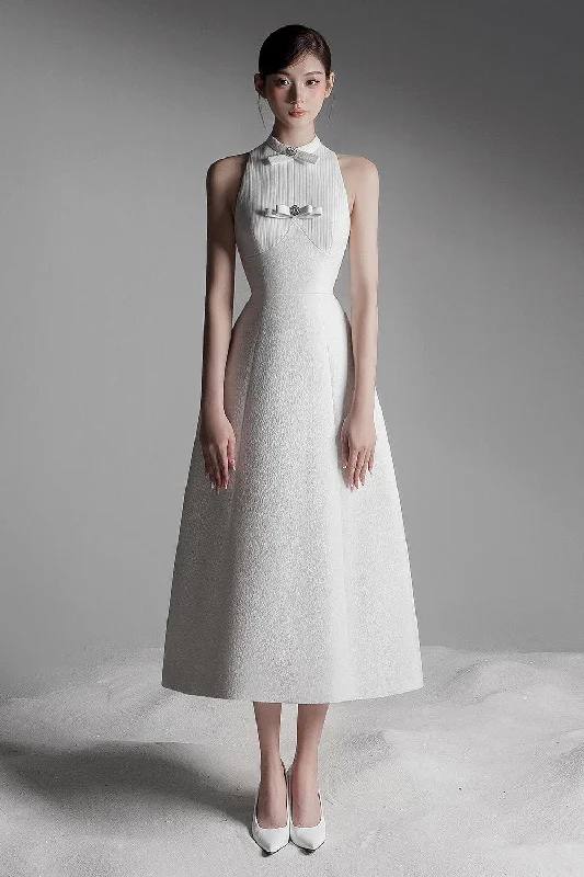 Midi dress for a movie night with a cozy sweater or jacketCilla A-line Sleeveless Jacquard Midi Dress