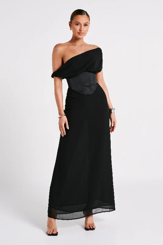 Neon Colored Party Dresses with Cut Out Details for Ladies' Rave PartiesCourtney Chiffon Maxi Dress - Black Neon Colored Party Dresses with Cut Out Details for Ladies' Rave PartiesCourtney Chiffon Maxi Dress - Black