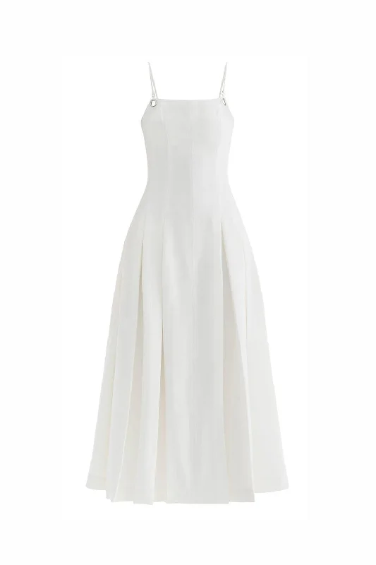 70s - inspired bohemian midi dress with a free - spirited lookDiana Pleated Camisole Twill Midi Dress