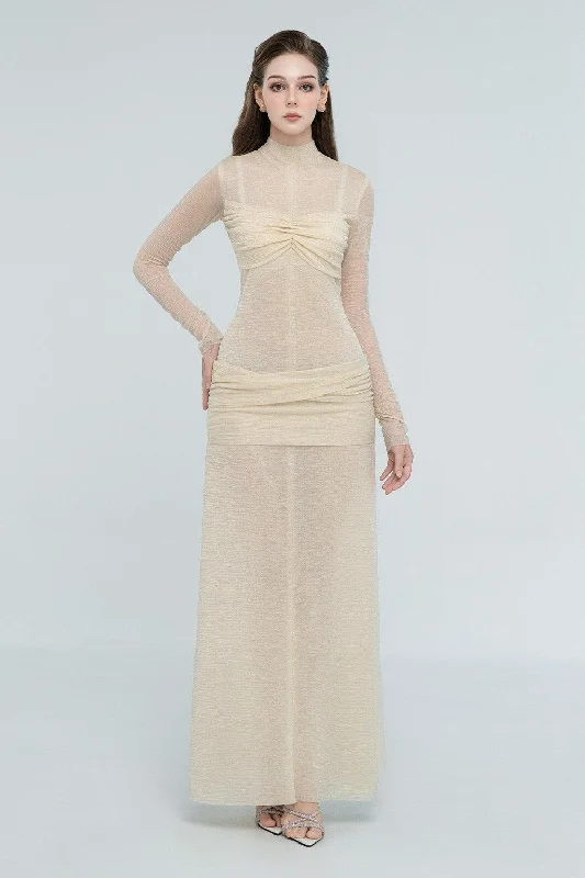 Party Dresses with Sheer Panels and Beaded Trim and Bow at the Back for Ladies' Sexy and Polished LookEliza Drop Waist See-Through Mesh Sheer Maxi Dress Party Dresses with Sheer Panels and Beaded Trim and Bow at the Back for Ladies' Sexy and Polished LookEliza Drop Waist See-Through Mesh Sheer Maxi Dress