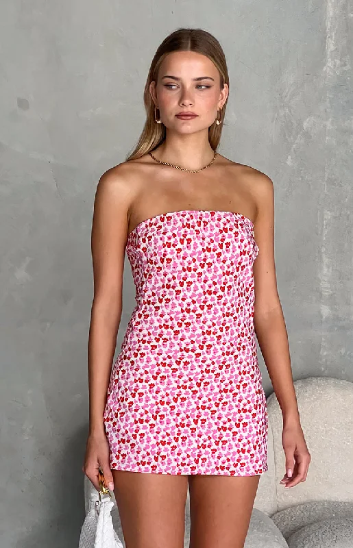 Party Dresses with Sequined Hearts and Satin and Lace Combination for Ladies' Valentine's Day Party RomanceEllie Pink And Red Speckled Mini Dress Party Dresses with Sequined Hearts and Satin and Lace Combination for Ladies' Valentine's Day Party RomanceEllie Pink And Red Speckled Mini Dress