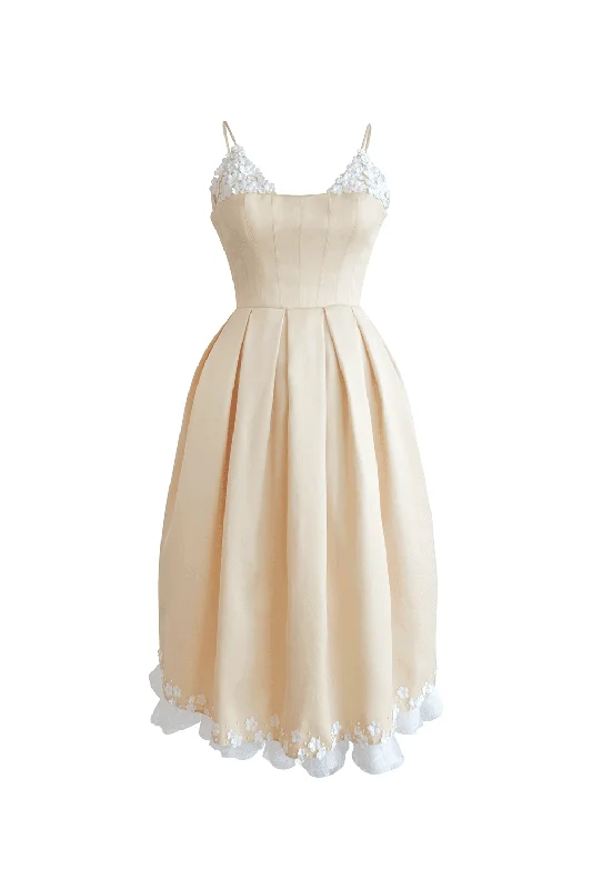 Midi dress for petite body types with proportionate sizingEvelyn Ball Gown Scoop Neck Checked Woven Midi Dress